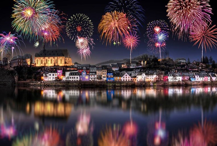 Fireworks over Saarburg - Rhineland Palatinate, Germany 